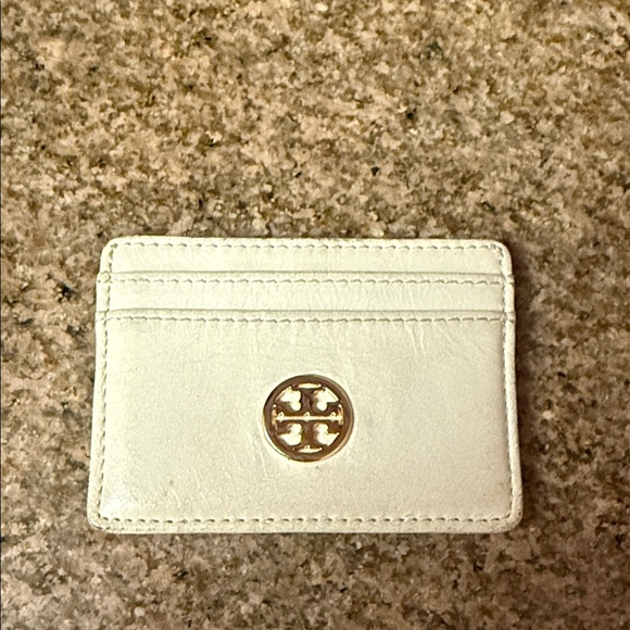 Tory Burch Handbags - Tory Burch Ivory Leather Card Case with Gold Logo